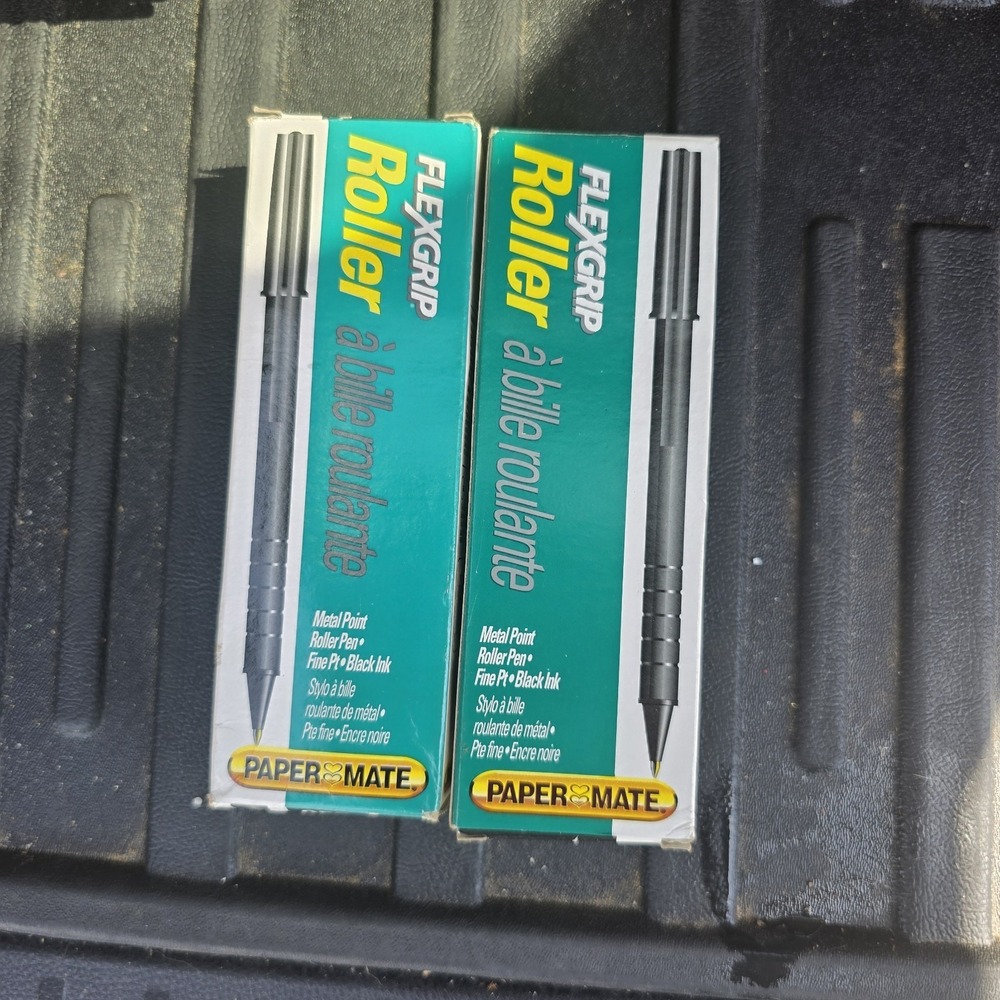 Vintage 1992 Paper Mate FlexGrip Roller Pens 24 Count Fine Point Black Ink USA